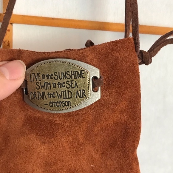 Leather suede purse pouch with draw strings.  Handmade. - Picture 3 of 5